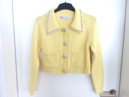 ZARA Strickjacke mit Strass, Gr S, Baumwolle +