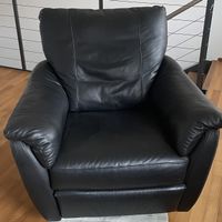 Sessel Leder gross schwarz, Liege- und Drehfunktion
