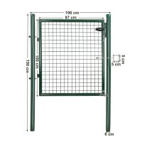 SONGMICS Gartentor Rundrohr-Grün 150x106