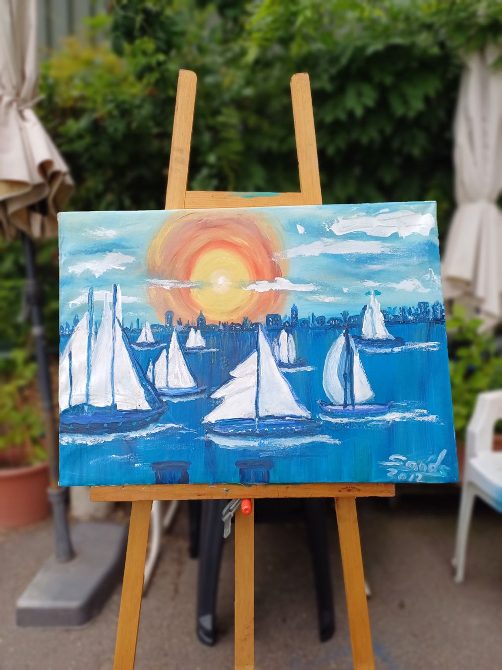 Gemälde: Schiffe Meer Schiffsregatta Regatta Ozean Segelschiffe Boote – Neu und originalverpackt aus Ebikon von Melbarb 1