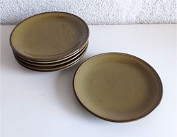 RÖSSLER 6 Olivgrüne Dessertteller -E33