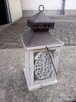 Laterne Holz weiss Metall Verzierungen Vintage Dekoration