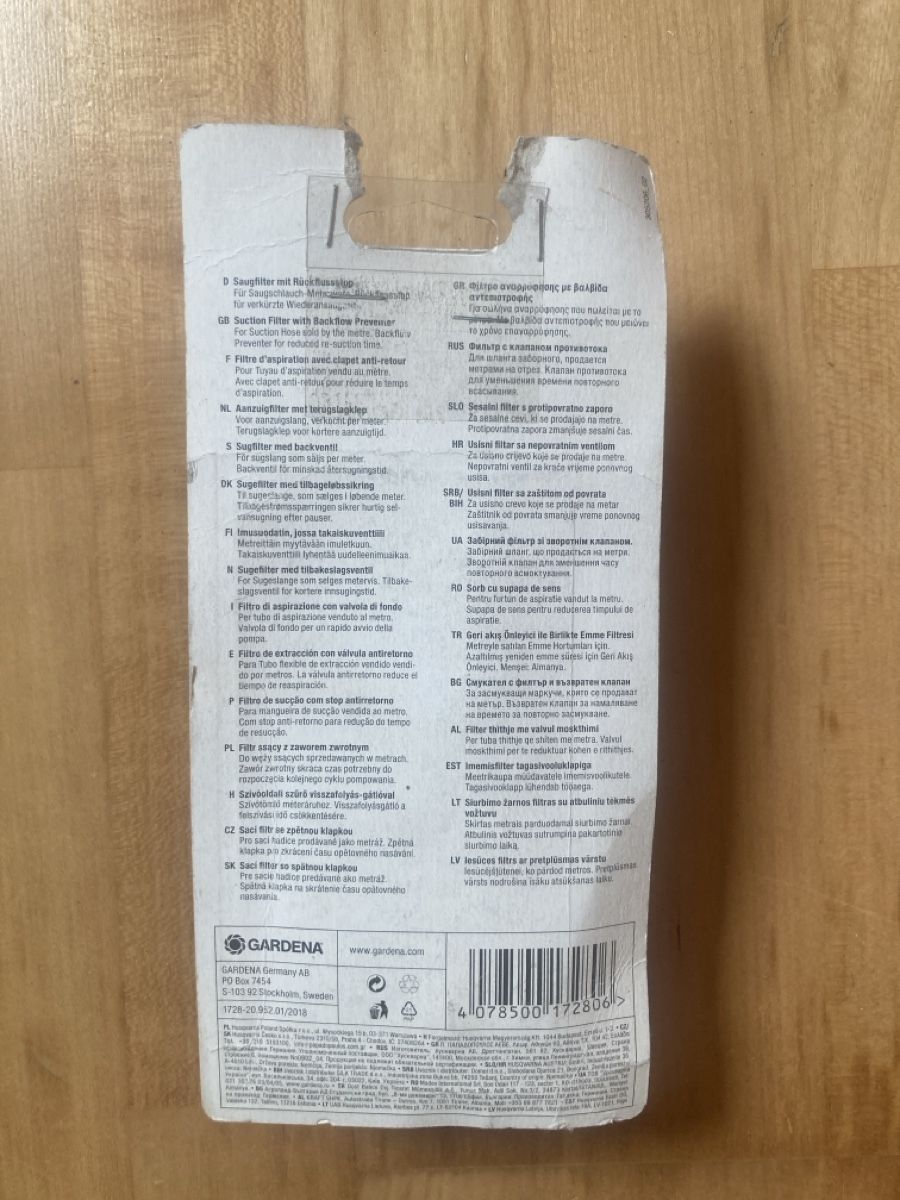 Gardena Sanitari: Gardena Saugfilter mit Rückflussstop, Neu & OVP – Nuovo e nell'imballaggio originale da Wenslingen venduto da Huskst 1