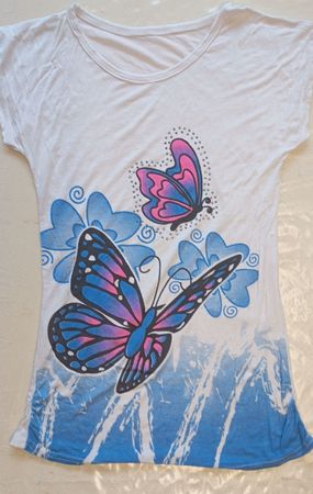 Damen T-Shirt weiss mit Schmetterling Motiv gebraucht