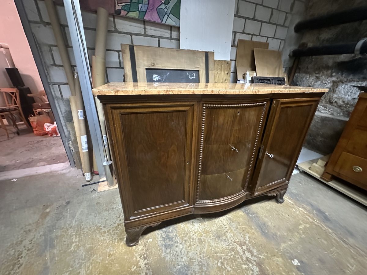 Commodes: Kommode mit Marmorplatte dunkel Holz mit Schubladen – D'occasion à Zürich par mywave 1