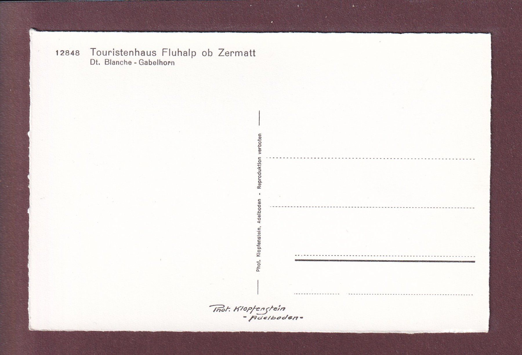 Cartes postales: Touristenhaus FLUHALP ob Zermatt – D'occasion à Pully par nicecards 1