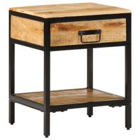 Nachttisch 40x35x50 cm Massivholz Raues Mango, Gratisversand
