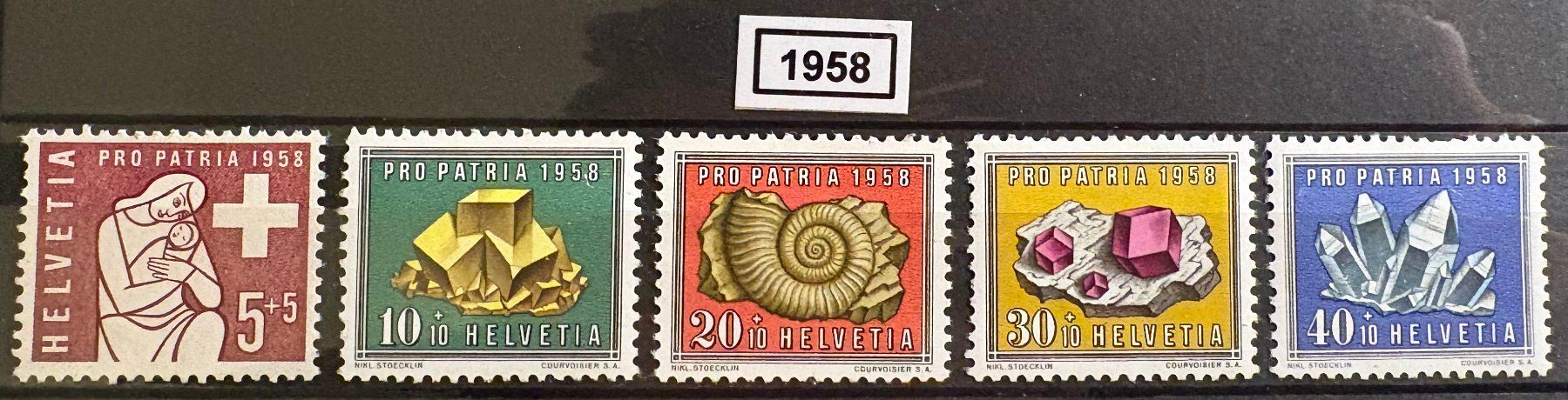 Tutti i francobolli: Timbres suisses 1958 Cristaux – Usato da Lausanne venduto da Cabessa