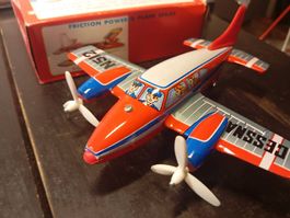 Cessna Reibungsflugzeug, Blechspielzeug, Top Zustand!