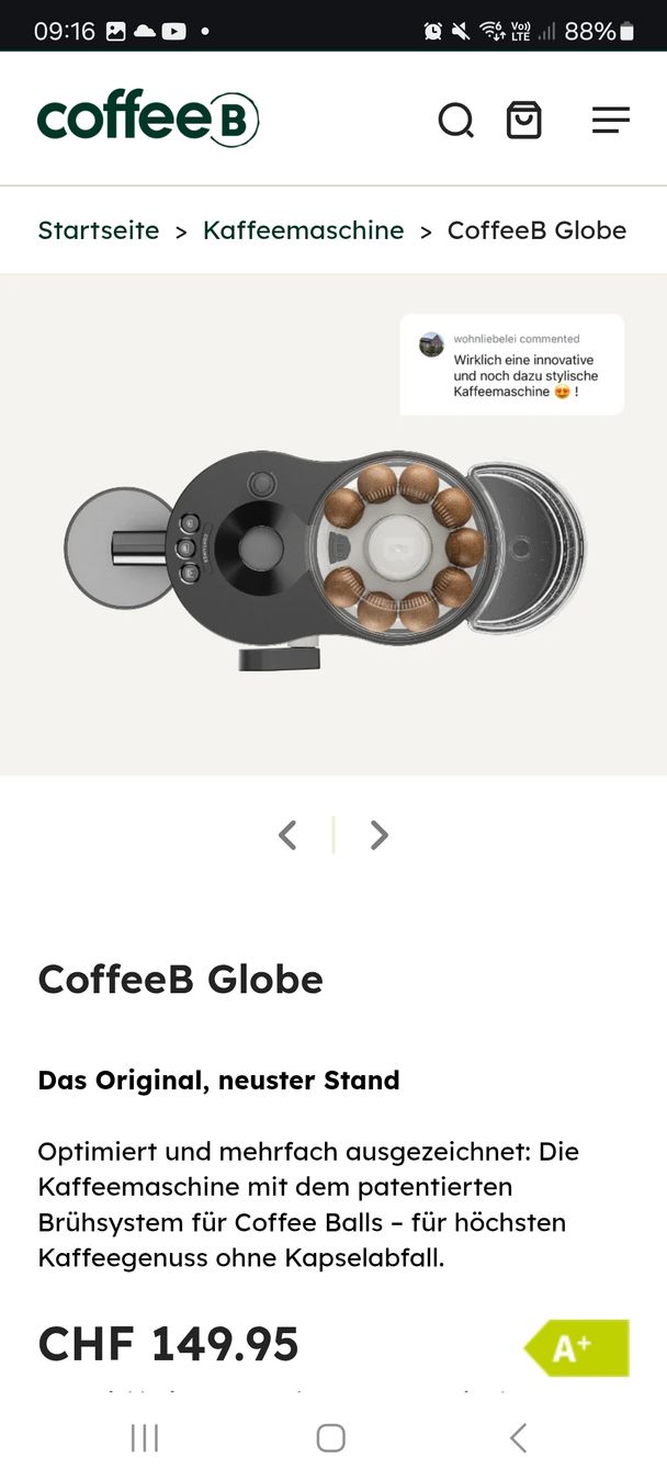 Coffee B Macchine per caffè & Macchine per espresso: coffeeB Globe Kaffeemaschine – Nuovo (secondo la descrizione) da Rütihof venduto da Mariowuhu 5
