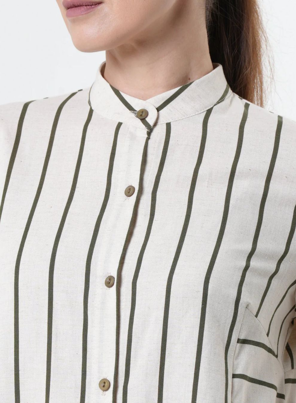 Vestiti: Maxi -Leinenkleid mit khakifarbenen-Streifen - Designermode – Nuovo e nell'imballaggio originale da Zürich venduto da Naebeli 6