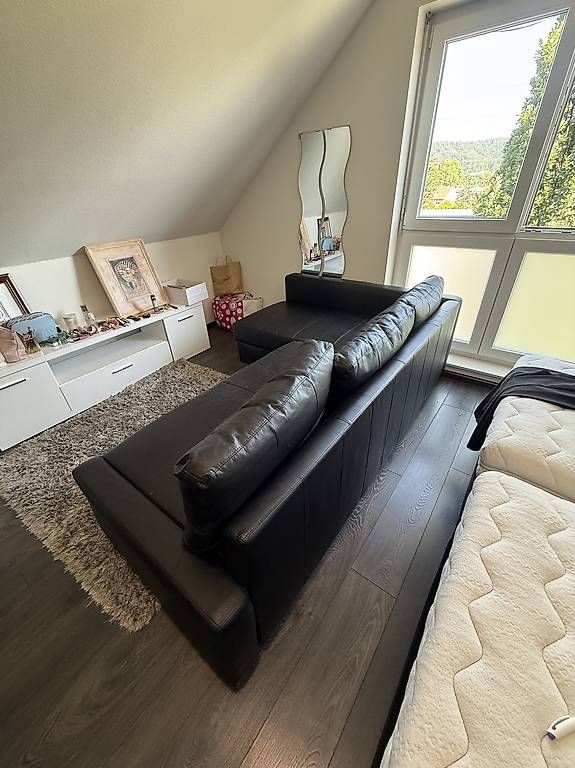 Divani: Schwarzes Leder-Schlafsofa L-Form mit Bettfunktion – Usato da Kaiseraugst venduto da mato.p 1