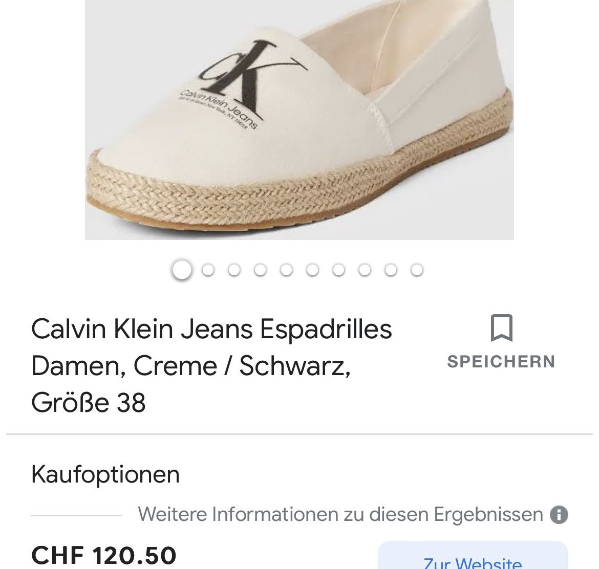 Calvin Klein Damenschuhe: Calvin Klein Espadrilles Damen Creme Grösse 38 – Neu und originalverpackt aus Turbenthal von 310707 1