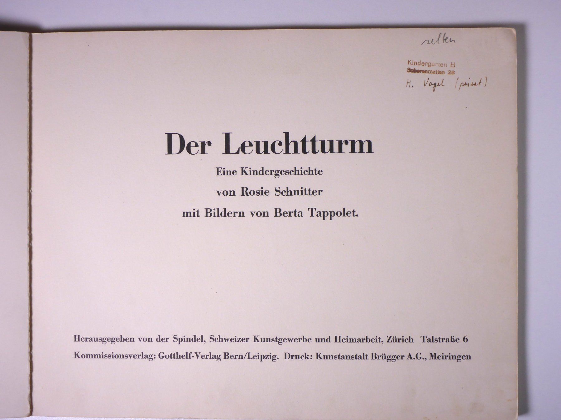 Libri: Berta Tappolet: Der Leuchtturm. Text von Rosie Schnitter – Usato da Erschwil venduto da taglang 1