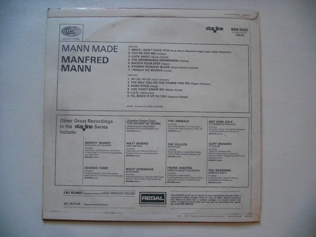Dischi in vinile: MANFRED MANN  -  MANN MADE – Usato da Bex venduto da Giorgiob 1