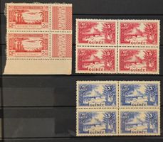 Franz. Guinea AOF 1938-1940 Viererblöcke & Flugpost MNH