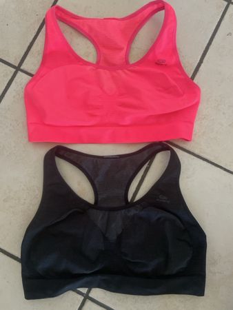2 neue Sport BH Kalenji Pink Schwarz Gr.S/M