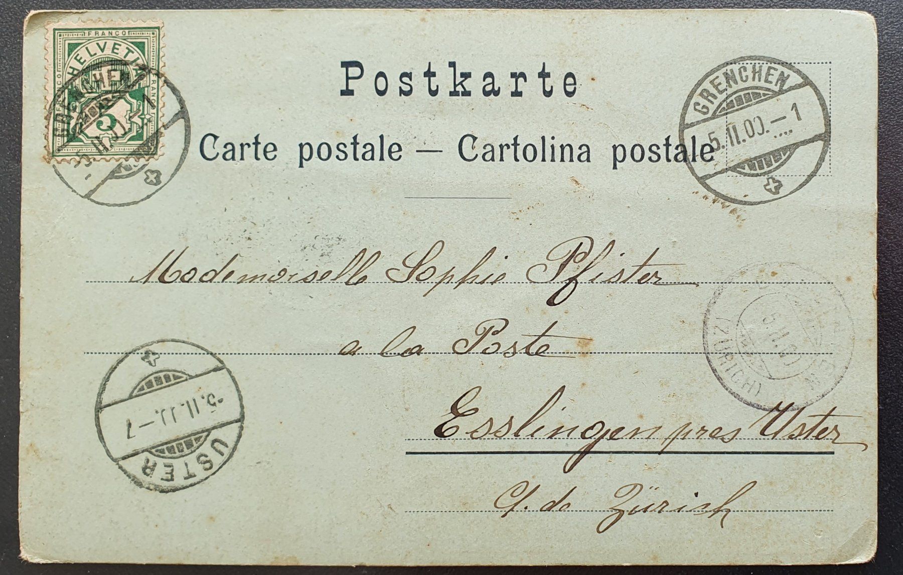 Cartoline postali: Grenchen 1900 - Gemeindehaus u. Schule – Usato da Kreuzlingen venduto da Rschweiz1 1