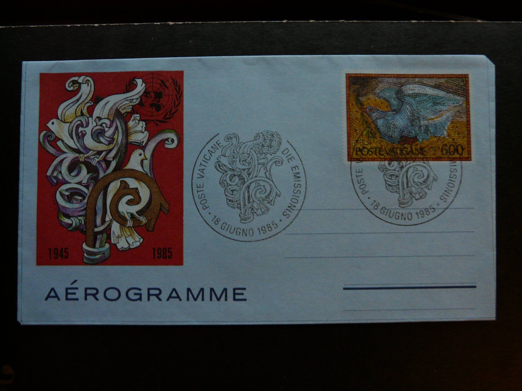 Couverts & Versandtaschen: 1985 Poste Vaticane Aerogramme ; Gest. 18. Juni 1985 – Gebraucht aus Grossaffoltern von Prinzessin57