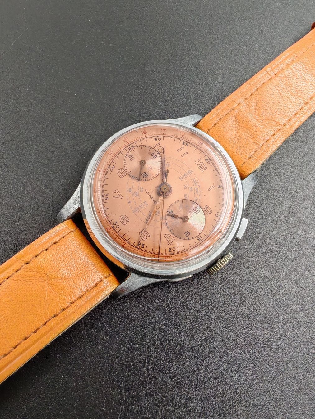 Orologi: NO NAME CHRONO (Defekt, salmon dial) – Usato da Otelfingen venduto da Yossi-68 3