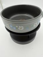 Fondue Set Keramik Edelweiss grau mit Brenner gebraucht