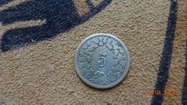 5 Rappen 1850 Sans signe monétaire - Très très rare