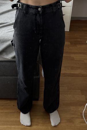 Damen Jeans Hose schwarz mit Schnallen guter Zustand