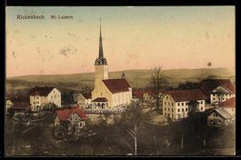AK Rickenbach /Luzern, Ort mit Kirche aus der Vogelschau