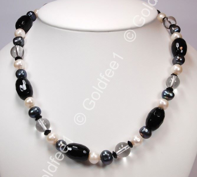 Catenine: Achat Kette (Onyx) ca. 48cm – Nuovo e nell'imballaggio originale da Oberglatt ZH venduto da Goldfee1