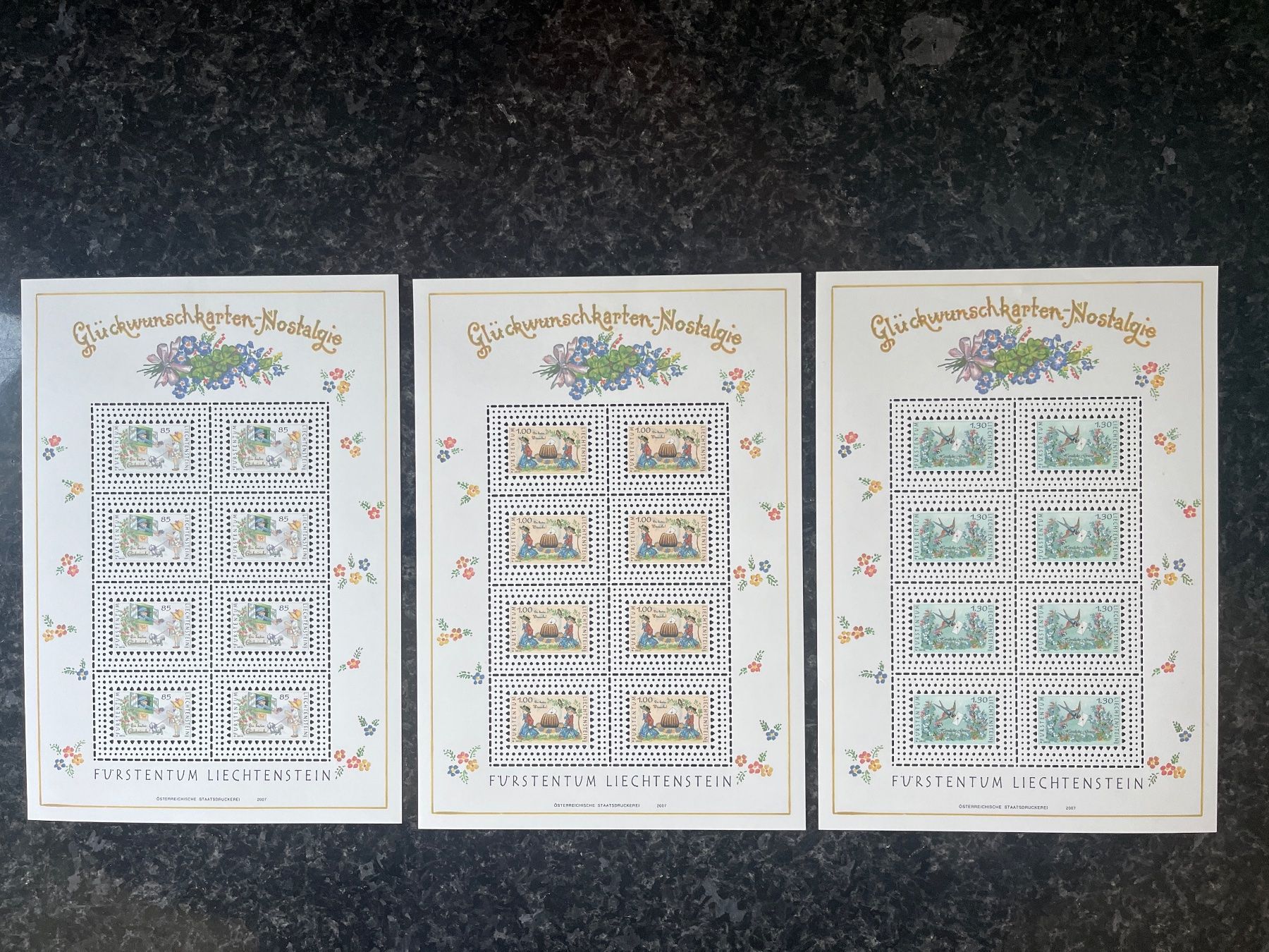 Alle Briefmarken: Liechtenstein Kleinbogen ** 2007 Glückwunschkarten – Neu (gemäss Beschreibung) aus Freidorf TG von ern_7s68