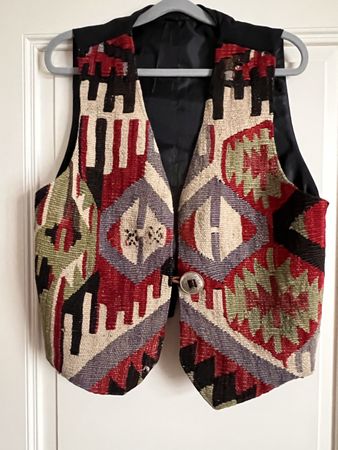 Trendige Vintage-Weste mit Muster, Grösse M/L, 100% Wolle