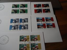 Pro Patria 1998, FDC Satz + 4erblocks, 6 Belege