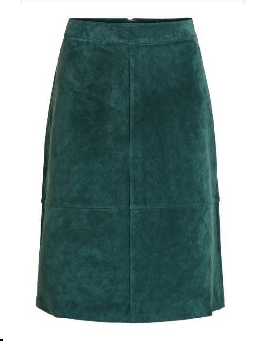 Kate Kasin Damen Midirock A-Linie - Wildlederimitat, Hoch Tailliert, Elastisch