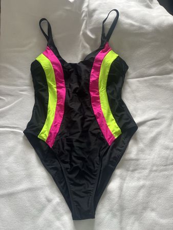 Badekleid Schwarz/pink/gelb