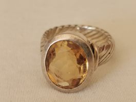  Damen Silber 925 Ring mit Citrin 