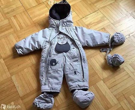 Skianzug 62 68 Schneeanzug Füssling Handschuhe