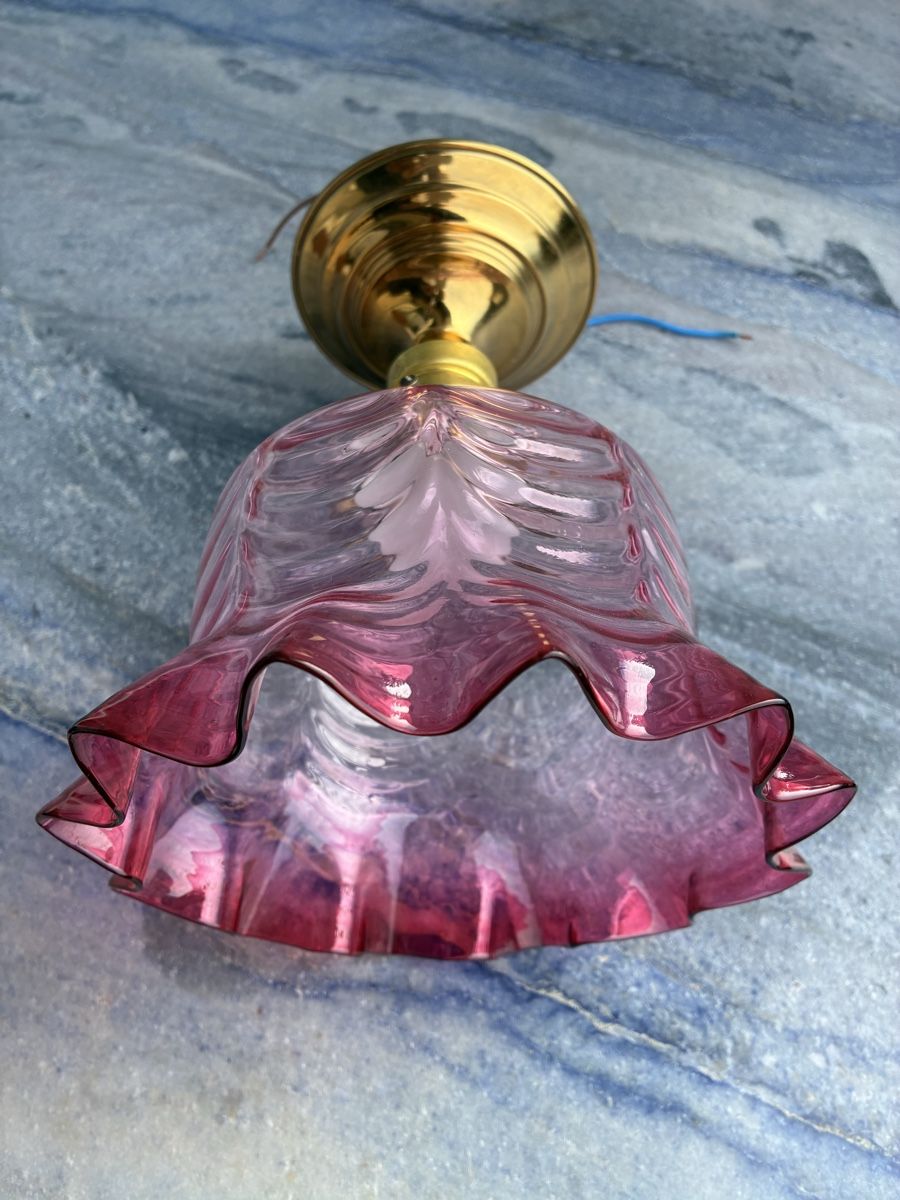 Lampadari & plafoniere: Antik Jugendstil Deckenlampe  mit Cranbeery Glas – Usato da Zürich venduto da Artnuvo 5
