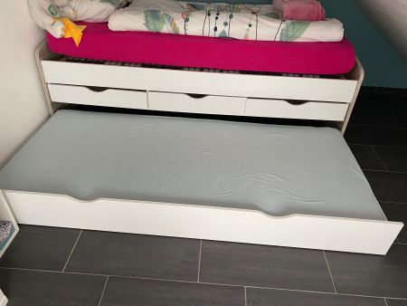 Kinderbett mit Bettschublade und Stauraum 205 x 103 x 52