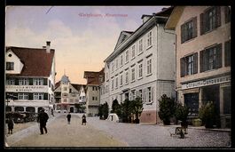 AK Weinfelden, Hauptstraße mit Metzgerei und Würsterei A. Du