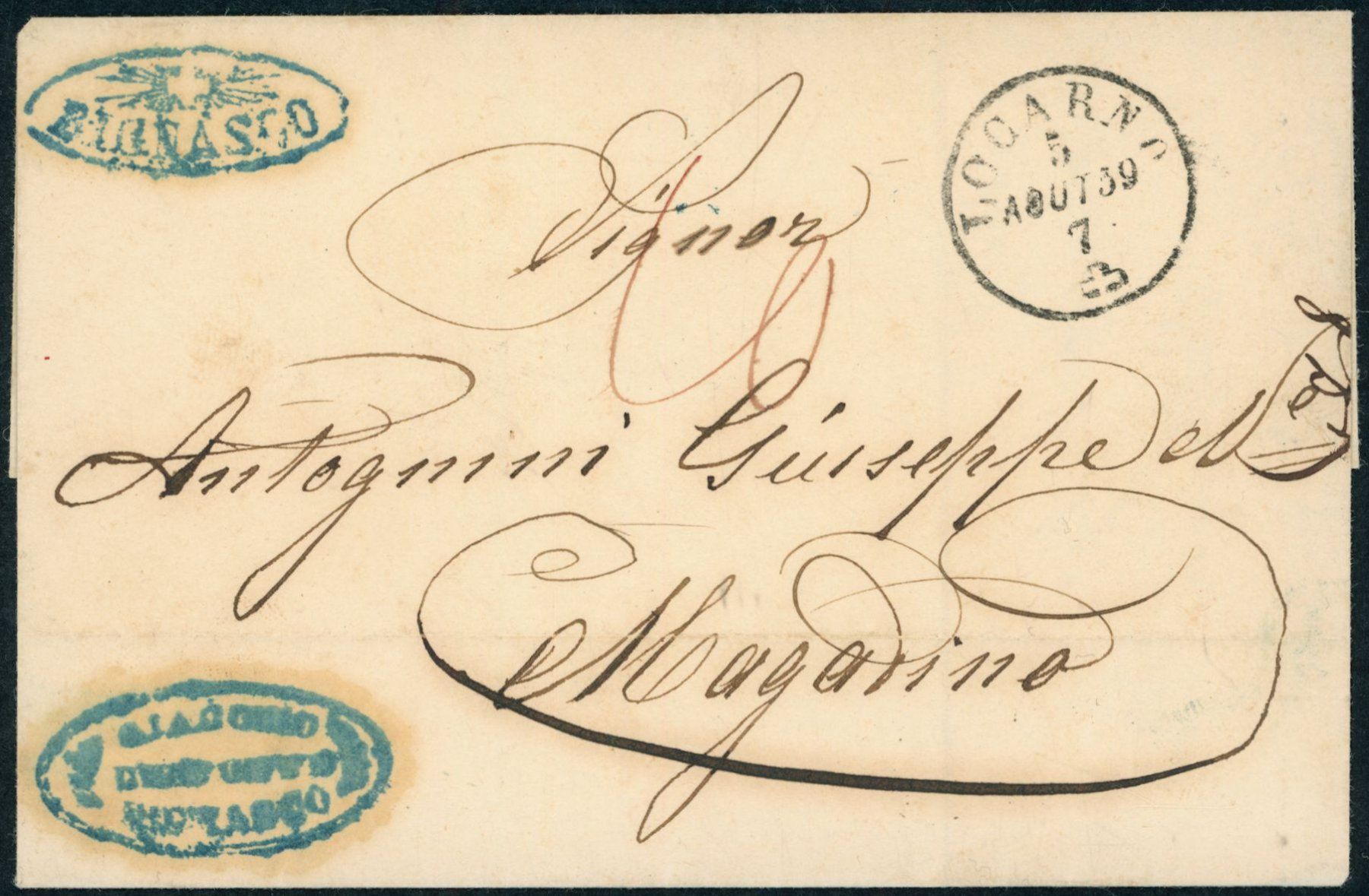 Alle Briefmarken: TI Bignasco - Strahlenstempel - Locarno - Brief – Gebraucht aus Schindellegi von leecollect