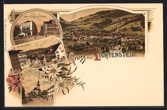 Ansichtskarten: Litho Lichtensteig, Totalansicht, Kirche – Gebraucht aus Berlin von bartko-reher