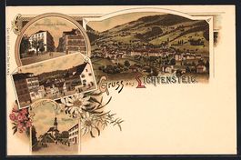 Litho Lichtensteig, Totalansicht, Kirche