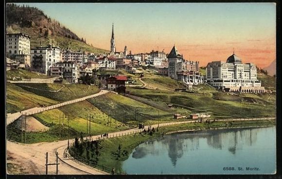 Cartes postales: AK St. Moritz, Blick zum Ort – D'occasion à Berlin par bartko-reher