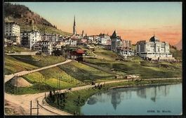AK St. Moritz, Blick zum Ort