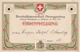 Ehrenmeldung Wildhaus 1913