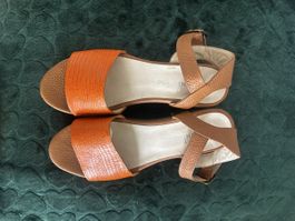 Mandarine Platform leather sandals orange brown size 39 used