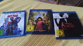 3 Blu-ray Filme Ant-Man Cruella Dora guter Zustand