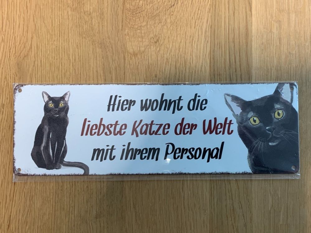 Metallschild mit Spruch / Hier wohnt die liebste Katze... Kaufen auf