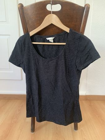 T-Shirt H&M Basic gestreift schwarz weiss Grösse M