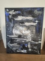 Abstraktes Bild Mond Sterne Acryl auf Leinwand